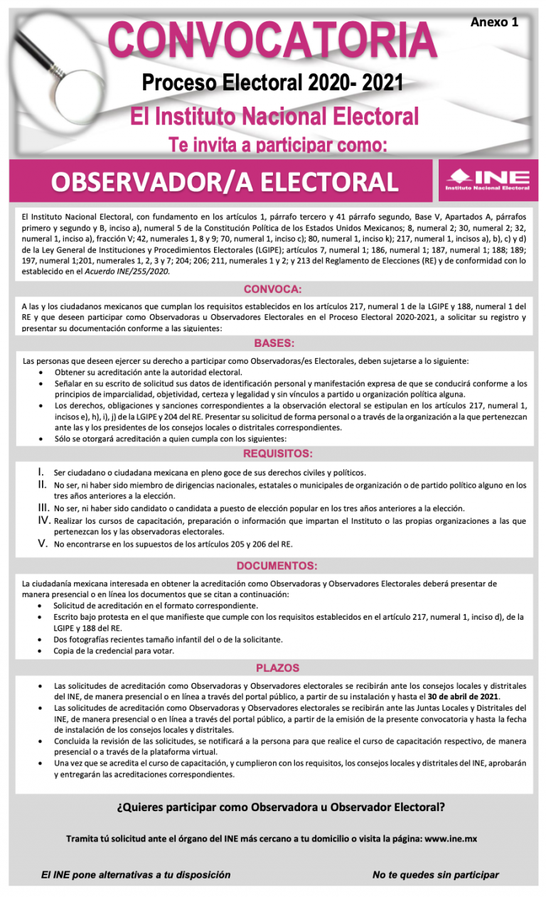 convocatoria del ine como participar en el proceso electoral