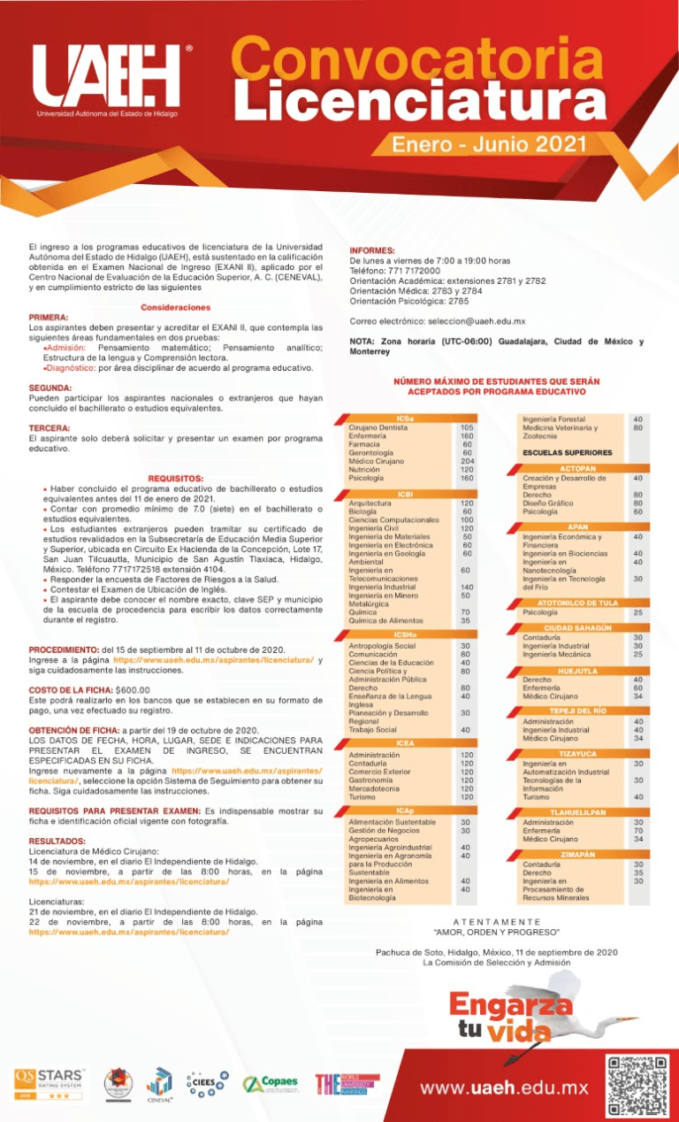 convocatoria uaeh licenciatura admision requisitos y proceso de inscripcion