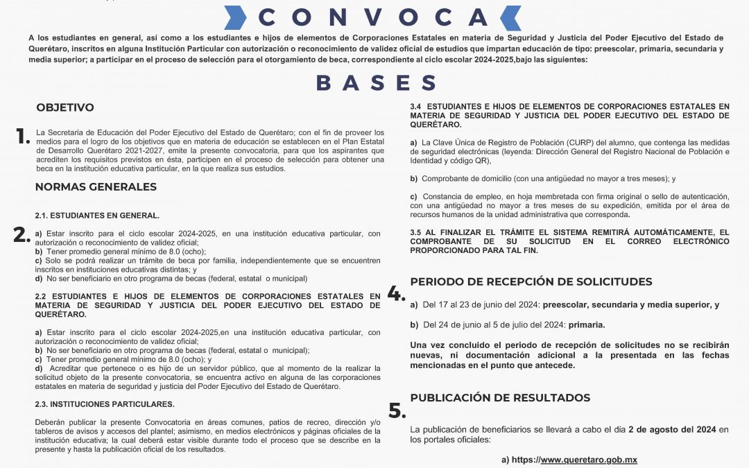 convocatorias y requisitos para becas queretaro 2024