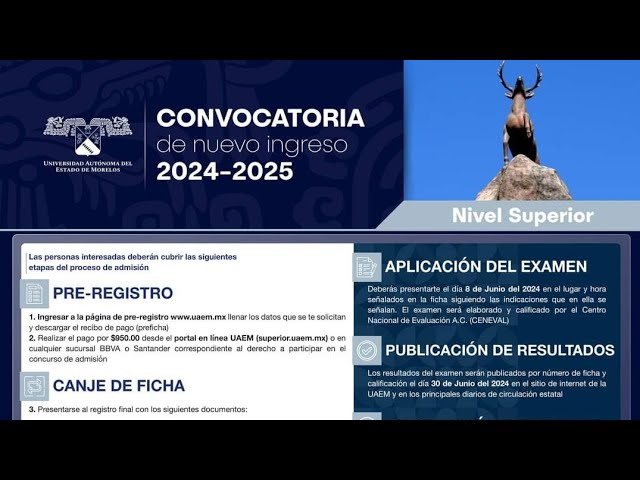 cuales son las fechas y proceso de admision uaem 2024