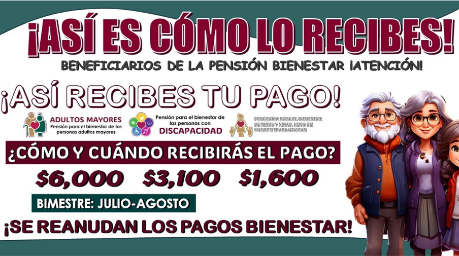 pensiones para adultos mayores cobro 6000 en julio