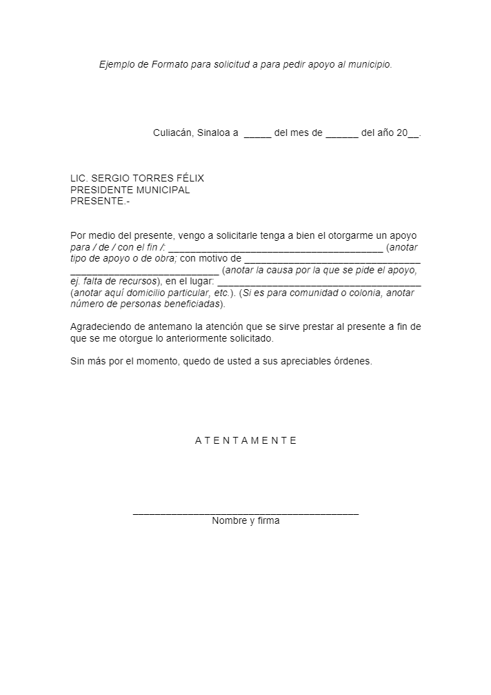 Solicitud para pedir apoyo al presidente municipal 2 solicitud para pedir apoyo al presidente municipal